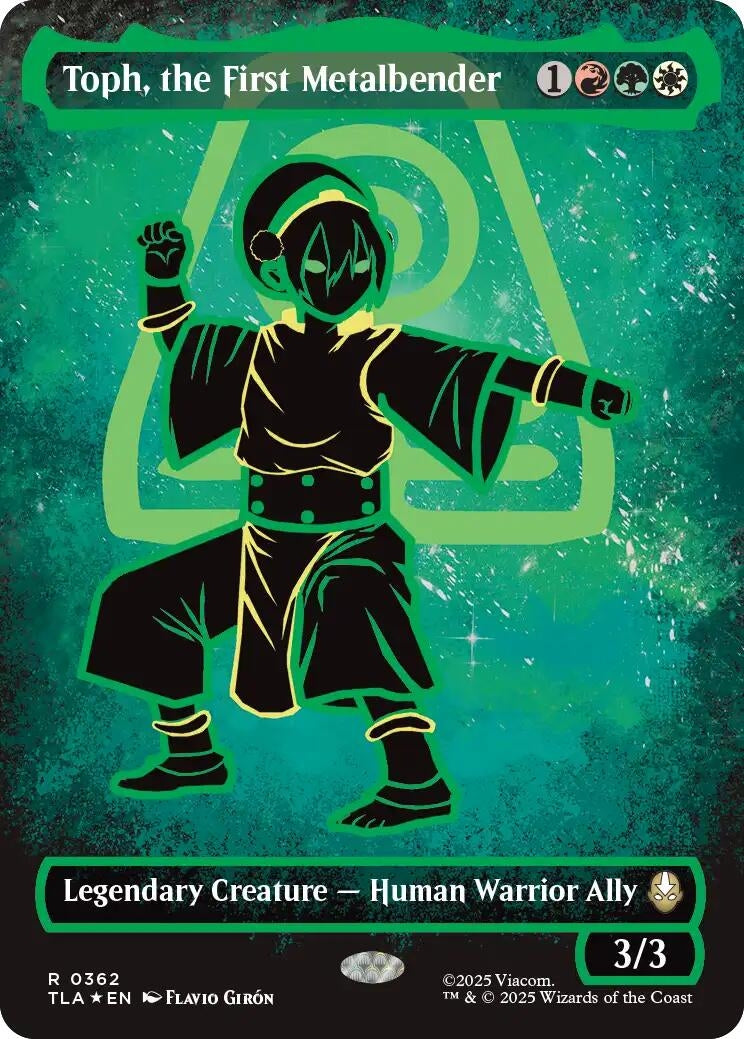 Toph. the First Metalbender (Borderless) (Neon Ink Foil) (362) (Foil) [Avatar: The Last Airbender]