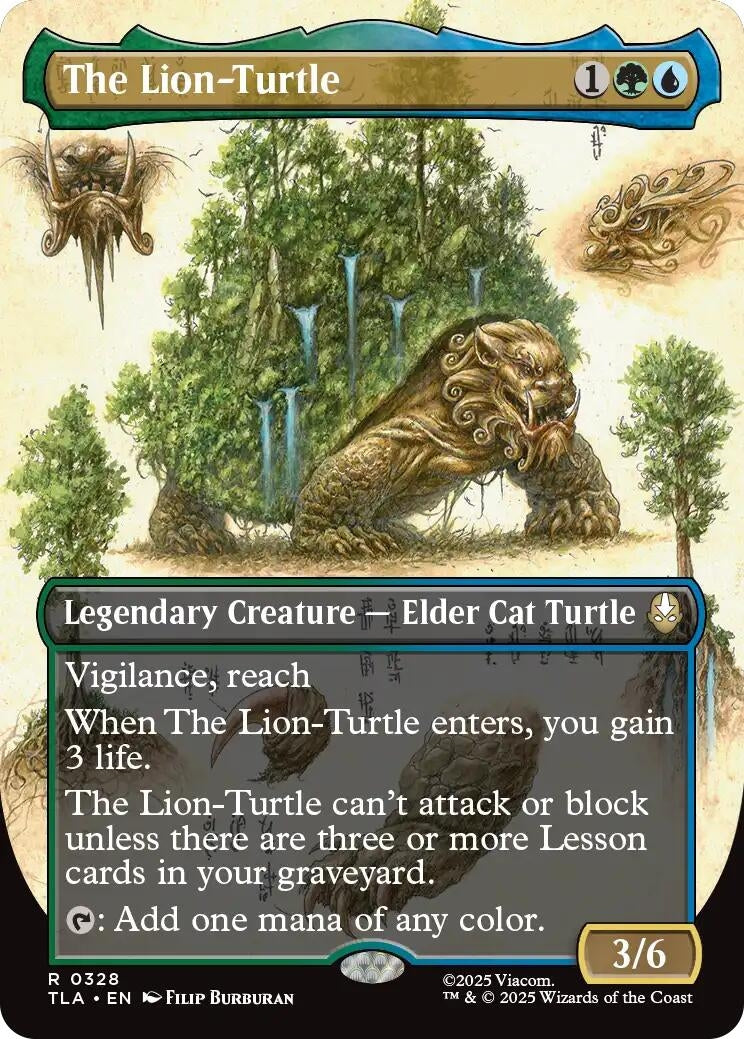 The Lion-Turtle (Borderless) (328) (Foil) [Avatar: The Last Airbender]