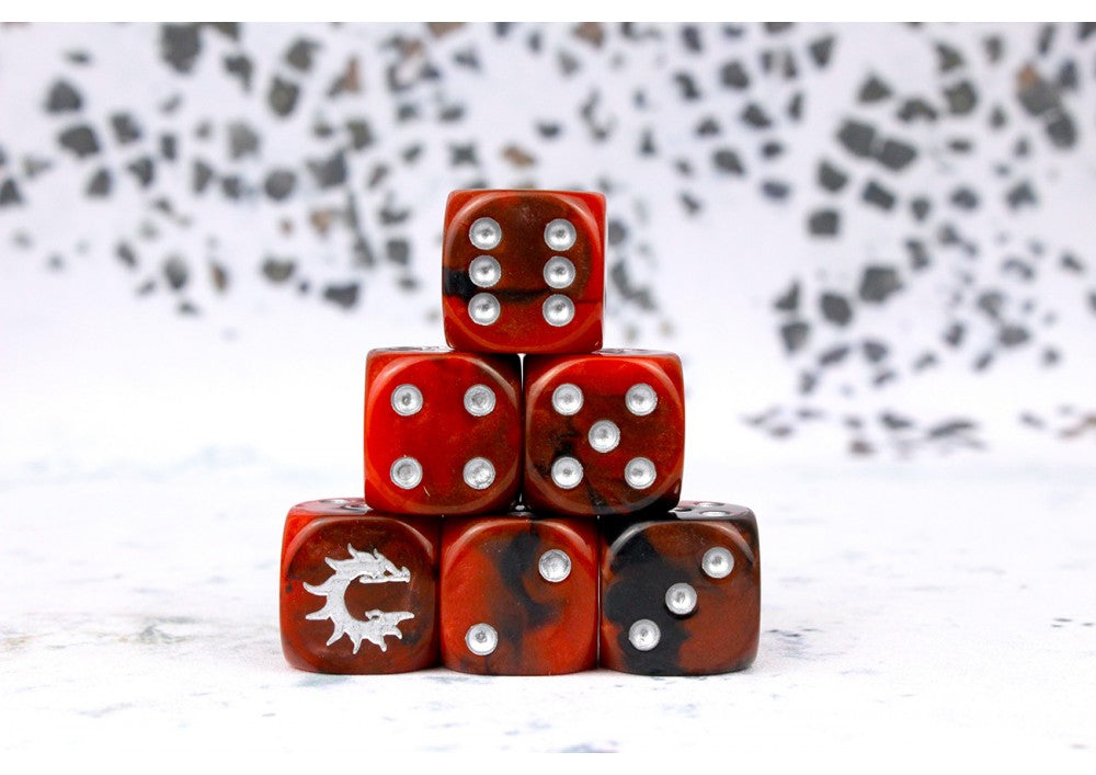 Conquest Logo On Red And Black Dice First Blood
